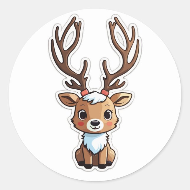 Adorable Rentier Sticker - Ein festlicher Freund (Vorderseite)
