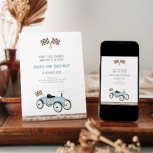 Adorable Retro Race Car Geburtstagseinladung Einladung