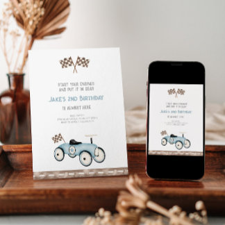 Adorable Retro Race Car Geburtstagseinladung Einladung