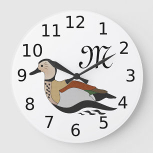 Adorable Ringed Teal Duck Swimming Große Wanduhr