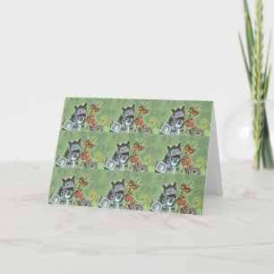 ADORABLE ROBOT BULLDOG & FELINE FRIEND Funny Blank Karte