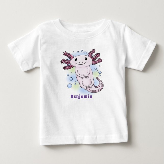 Adorable rosa axolotale Cartoon Baby T-shirt (Vorderseite)