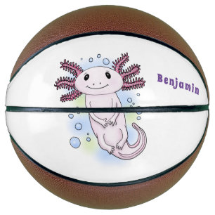 Adorable rosa axolotale Cartoon Basketball