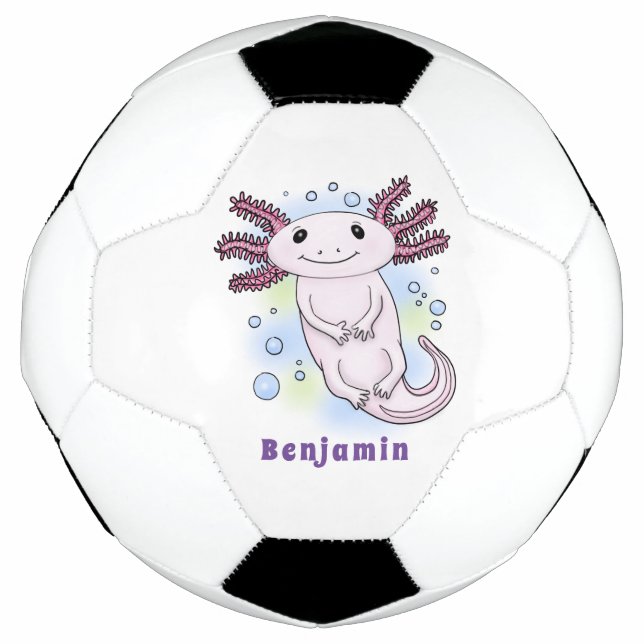 Adorable rosa axolotale Cartoon Fußball (Vorderseite)