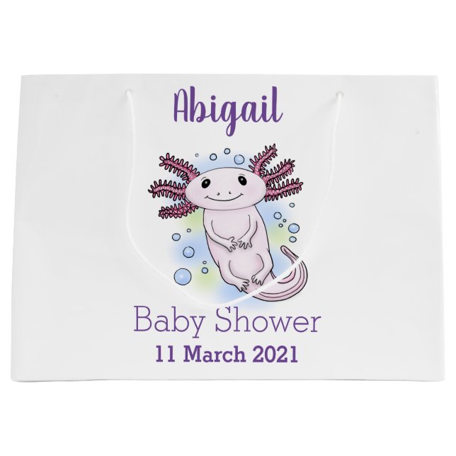 Adorable rosa axolotale Cartoon Große Geschenktüte (Vorderseite)