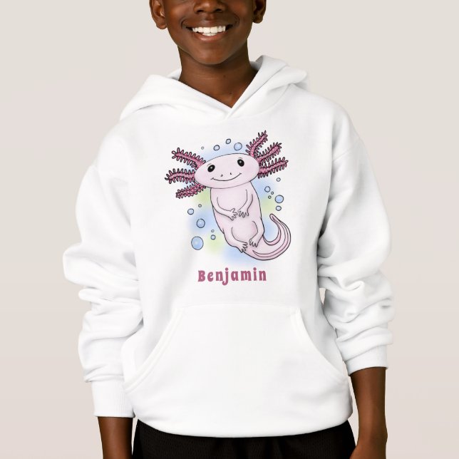 Adorable rosa axolotale Cartoon Hoodie (Vorderseite)