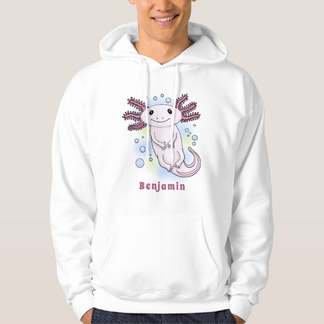 Adorable rosa axolotale Cartoon Hoodie (Vorderseite)