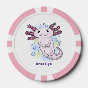 Adorable rosa axolotale Cartoon Pokerchips
