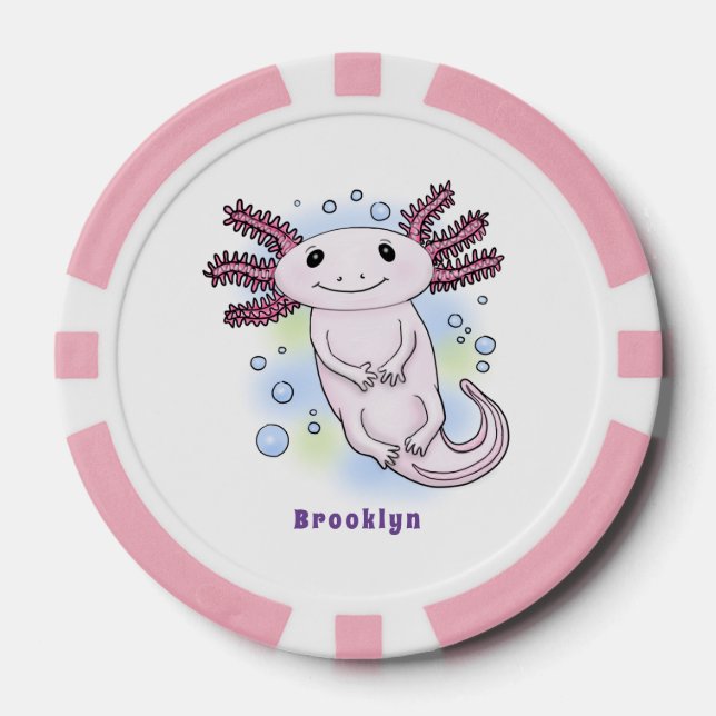 Adorable rosa axolotale Cartoon Pokerchips (Vorderseite)