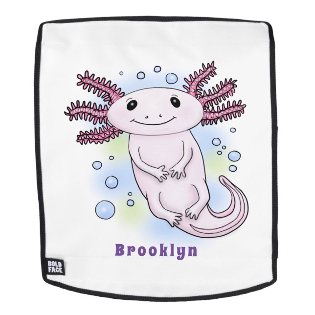 Adorable rosa axolotale Cartoon Rucksack (Abnehmbare Front)