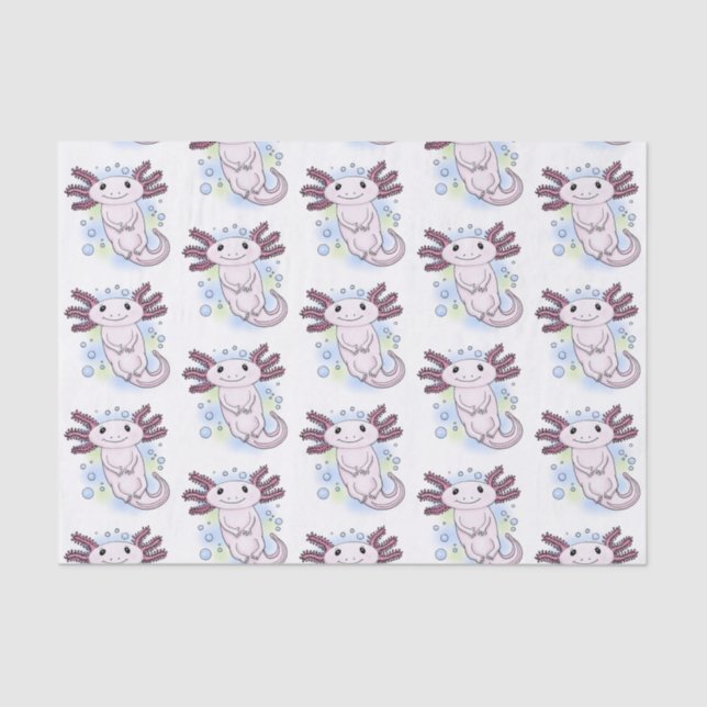 Adorable rosa axolotale Cartoon Seidenpapier (Vorderseite)