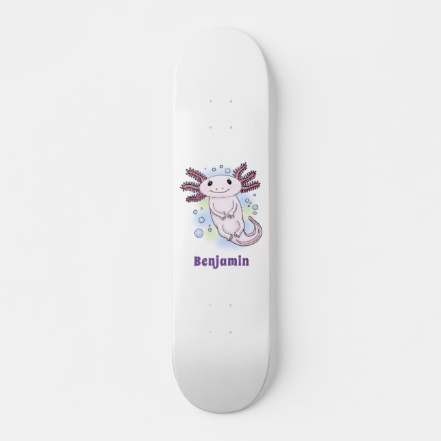 Adorable rosa axolotale Cartoon Skateboard (Vorne)
