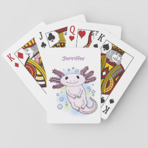 Adorable rosa axolotale Cartoon Spielkarten