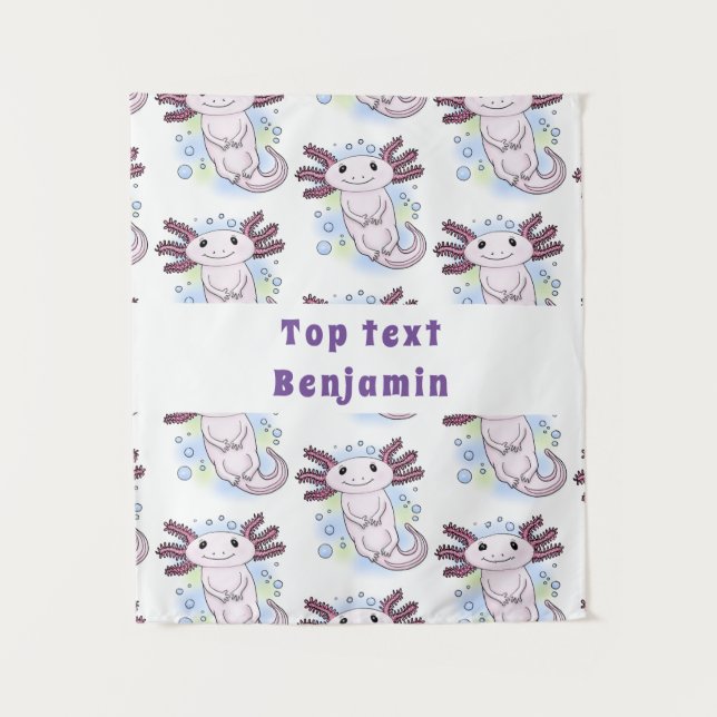 Adorable rosa axolotale Cartoon Wandteppich (Vorderseite)