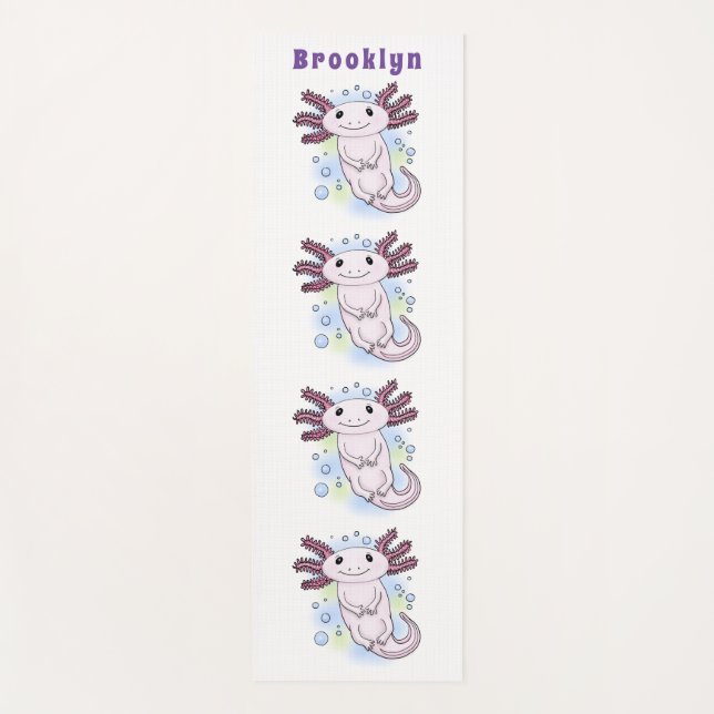 Adorable rosa axolotale Cartoon Yogamatte (Vorderseite)