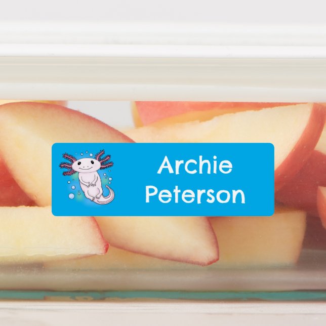 Adorable rosa axolotl Cartoon personalisiert Etiketten (Befestigt)