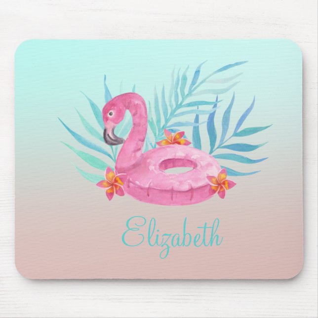 Adorable rosa Flamingo Palm Blätter Glass Unterset Mousepad (Vorne)