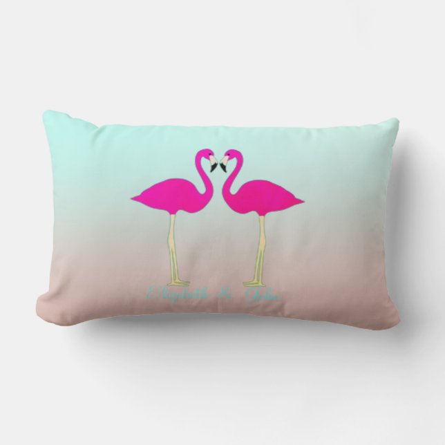 Adorable rosa Flamingos in Liebe Personalisiert Lendenkissen (Vorderseite)