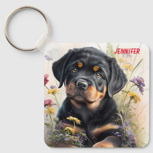Adorable Rottweiler Puppy Dog Schlüsselanhänger