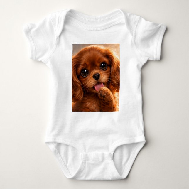 Adorable Ruby Cavalier Spaniel Baby Strampler (Vorderseite)