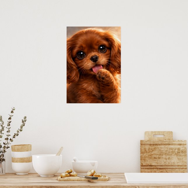 Adorable Ruby Cavalier Spaniel Poster (Küche)