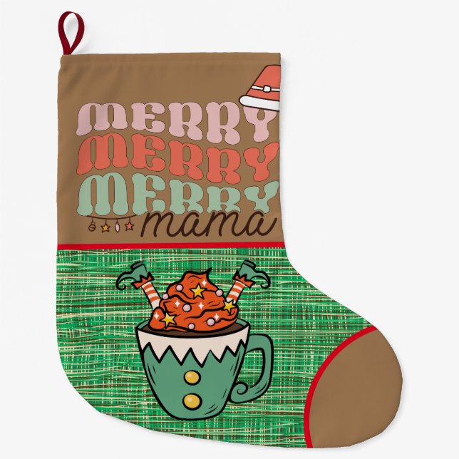 Adorable rustikale lustige Elf Frohe Weihnachten G Großer Weihnachtsstrumpf (Vorderseite)