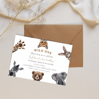 Adorable Safari Waldtiere Geburtstag Einladung