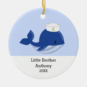 Adorable Sailor Baby Whale Little Brother Keramik Ornament