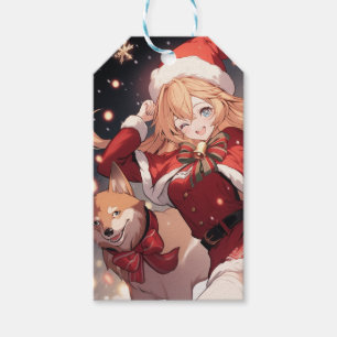 Adorable Santa Anime Girl and Christmas Shiba Dog Geschenkanhänger
