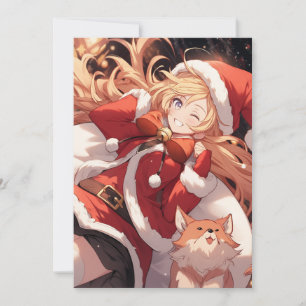 Adorable Santa Anime Girl Tasche für Geschenke und Feiertagskarte