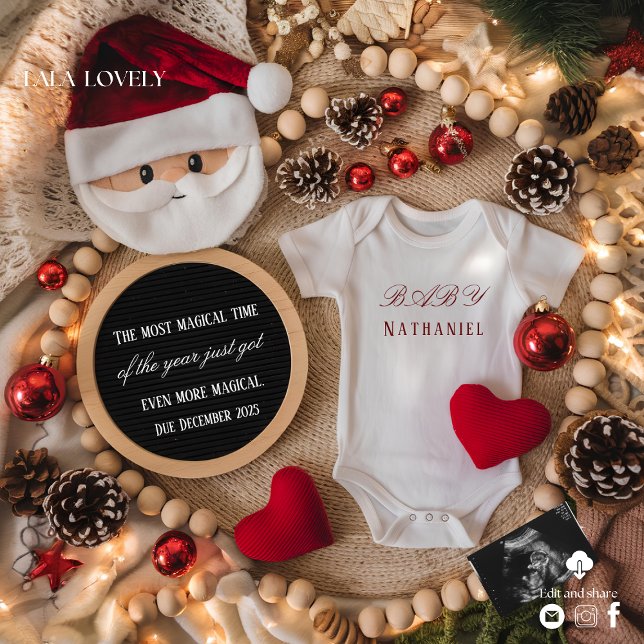 Adorable Santa Christmas Pregnancy Announcement Einladung (Von Creator hochgeladen)