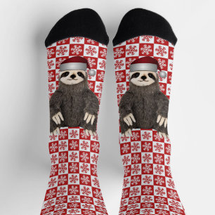 Adorable Santa Sloth Weihnachten Snowflake Festlic Socken