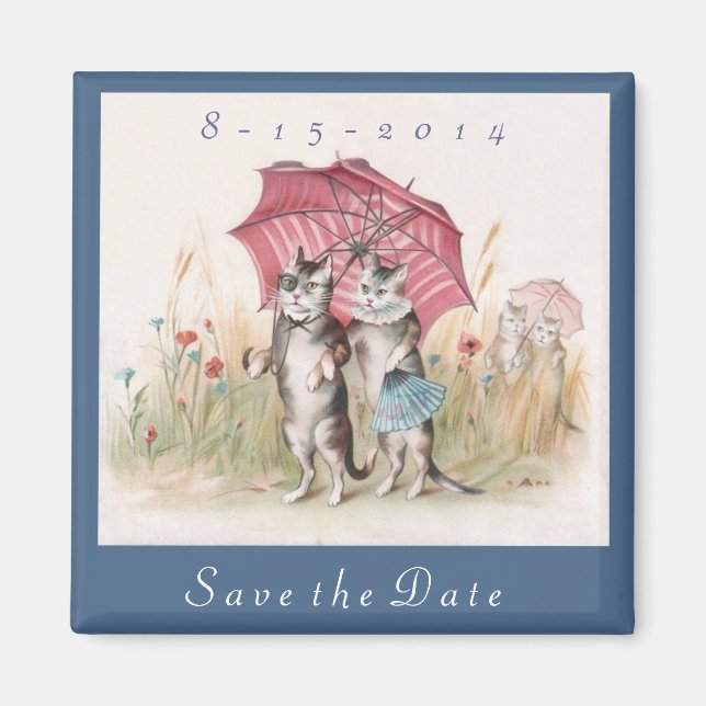 Adorable Save the Date Magnet - Vintage Cat Art (Vorne)