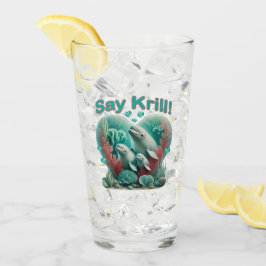 Adorable "Say Krill" Whale Family Portrait Glas