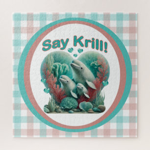 Adorable "Say Krill" Whale Family Portrait Puzzle
