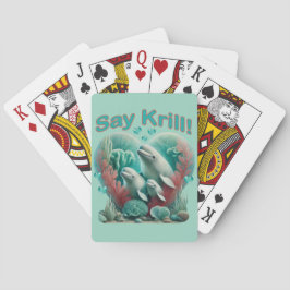 Adorable "Say Krill" Whale Family Portrait Spielkarten