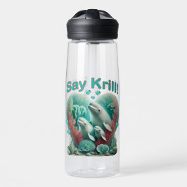 Adorable "Say Krill" Whale Family Portrait Trinkflasche