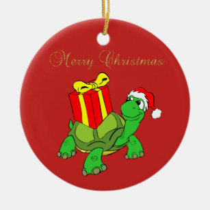 Adorable Schildkröte Weihnachtsmannmütze, heute fr Keramikornament