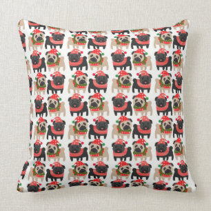 Adorable Schwarz-Fauna Weihnachten Möpsen Kissen