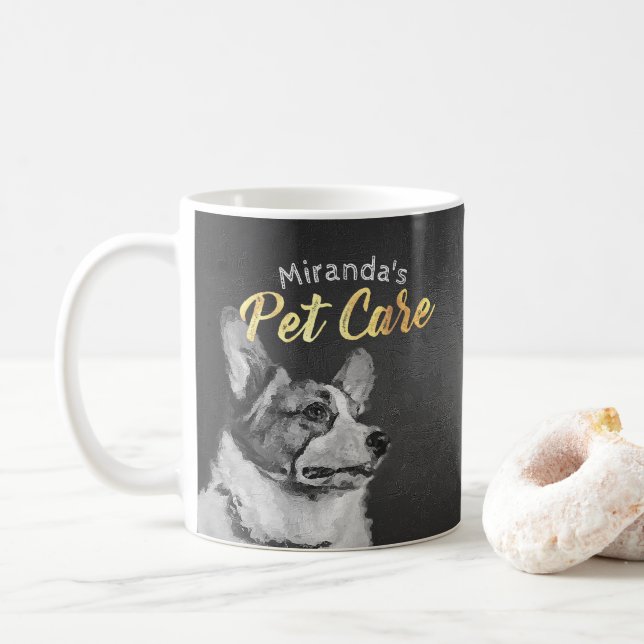 Adorable Schwarz-Weiß-Dog Ölgemälde Tasse (Mit Donut)
