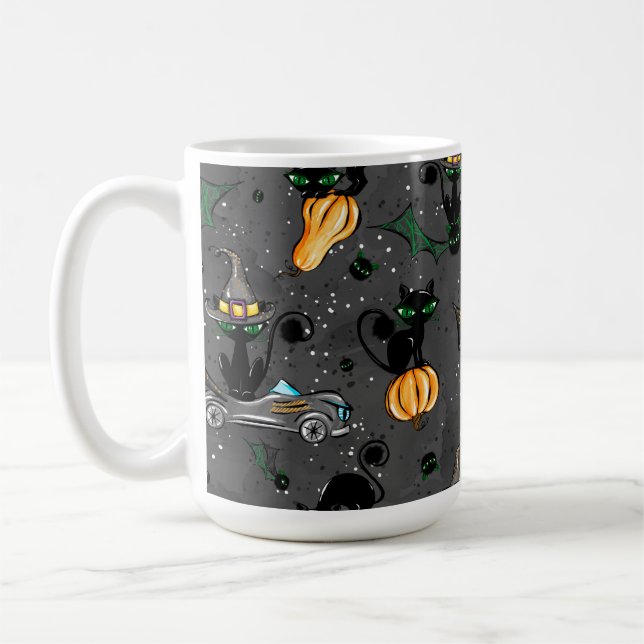 ADORABLE SCHWARZE HALLOWEEN KÜCHE MIT GRÜNEN AUGEN KAFFEETASSE (Links)