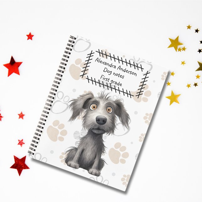 Adorable Scruffy Gray Hund auf Pfoten Print Notizbuch (Von Creator hochgeladen)