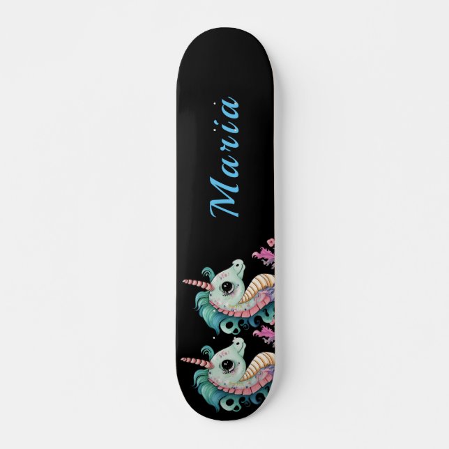 Adorable Seepferd individuelle Name Skateboard (Vorne)