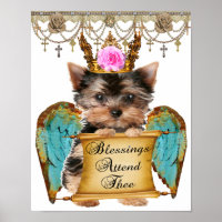 Adorable Shabby Chic Yorkie Puppy Dog Angel