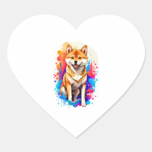 Adorable Shiba Inu Herz-Aufkleber