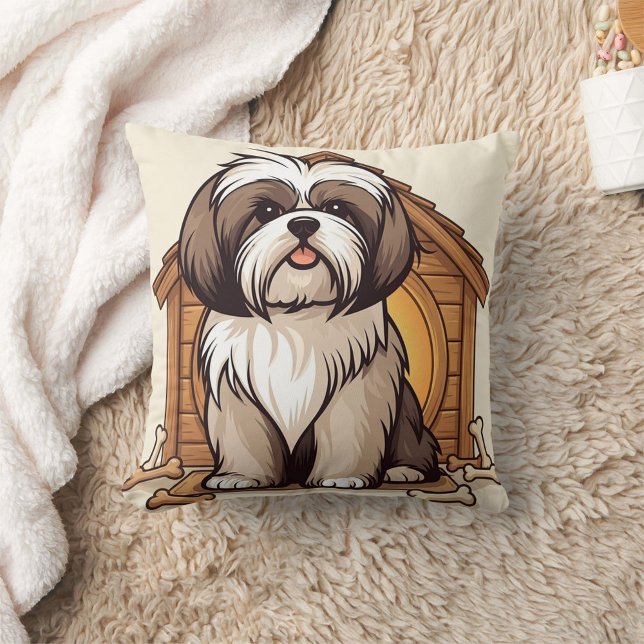 Adorable Shih Tzu Dog House Cartoon Kissen (Von Creator hochgeladen)