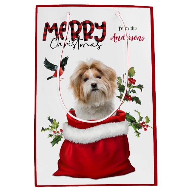 Adorable Shih Tzu Dog Weihnachten Mittlere Geschenktüte (Vorderseite)
