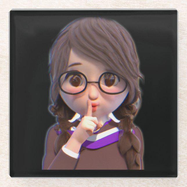 Adorable Shush Untersetzer: Ideal für Bibliothekar Glasuntersetzer (Vorderseite)