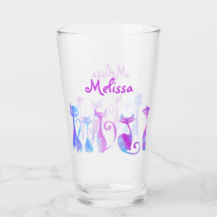 Adorable Silhouetten von Katzen Glas