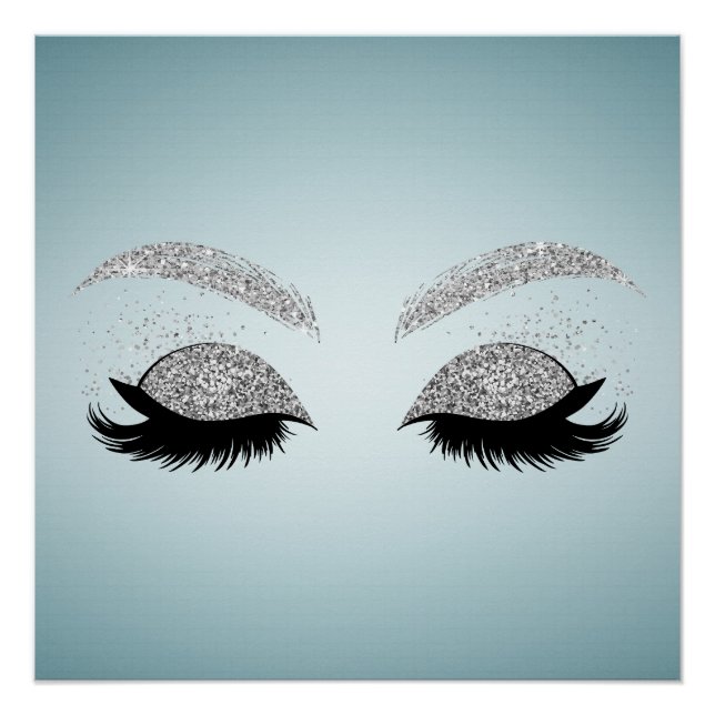 Adorable Silver Glitzer Imitate Lashes Poster (Vorderseite)